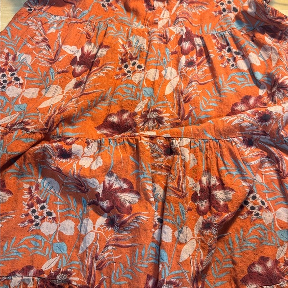 Natural Life Rebecca Tiered Midi Dress Orange Floral Size M Pockets Boho - Picture 9 of 10